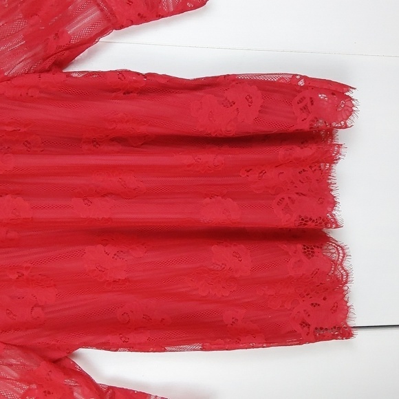 Shannon Ford New York Red Lace Elegant Dress Top Holidays  Sz.2X - Picture 3 of 11